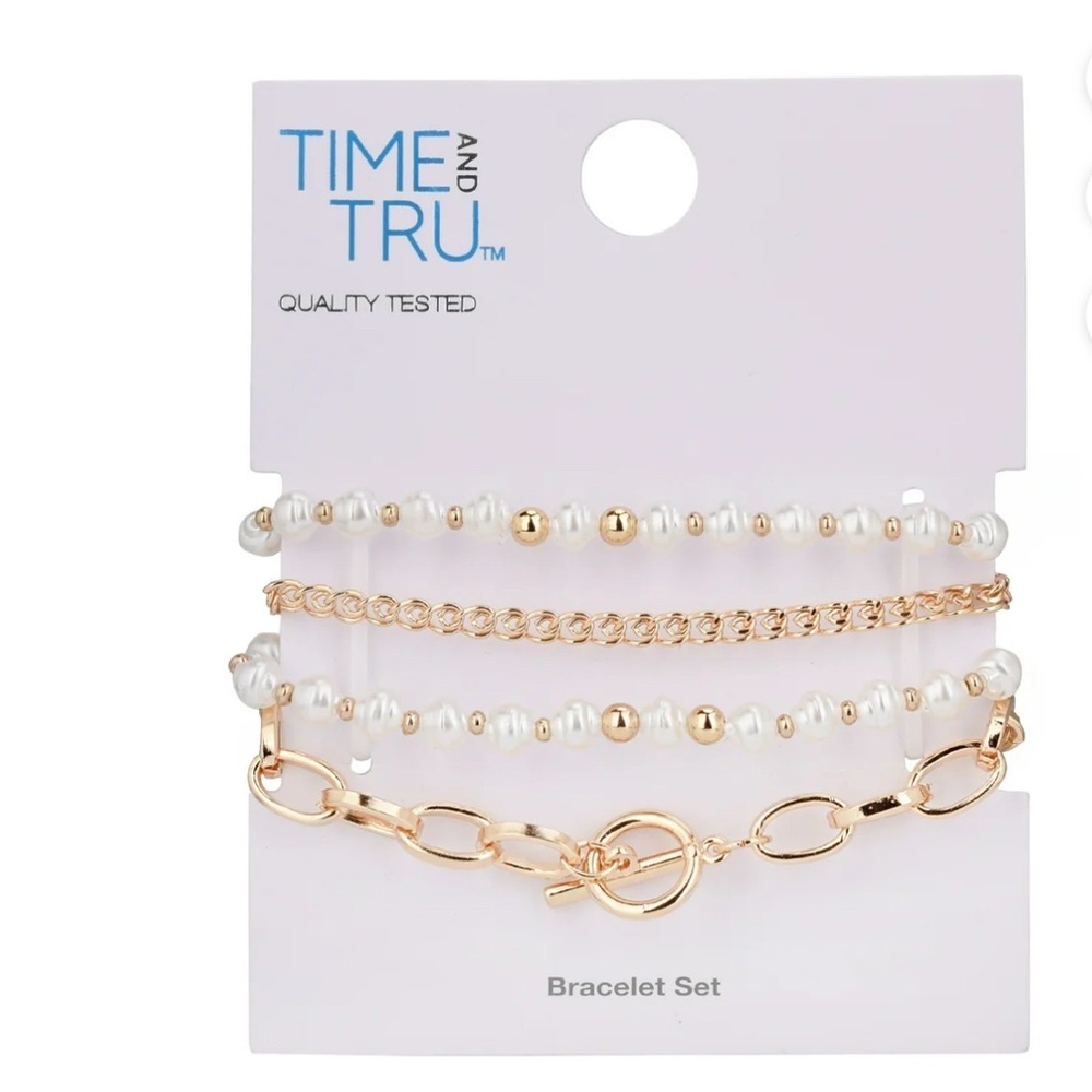 Time and Tru Gold and White Stackable Bracelet Set